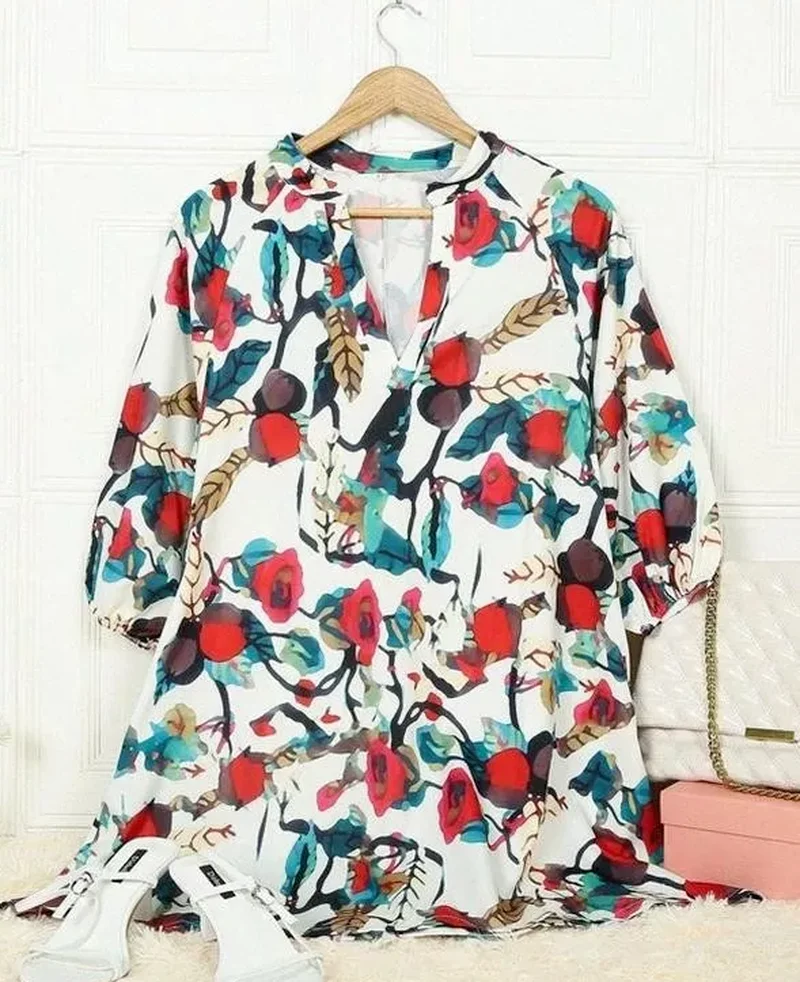 

Women Dresses Summer Fashion Loose Style Casual on Holiday Plus Size Office Flowers Dress for Ladies FZ169