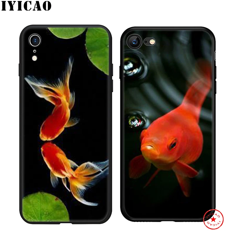 Мягкий чехол IYICAO gold Koi fish для iphone 11 Pro Xr Xs Max 6 6s 7 8 Plus 5 5S Se из силикона TPU |