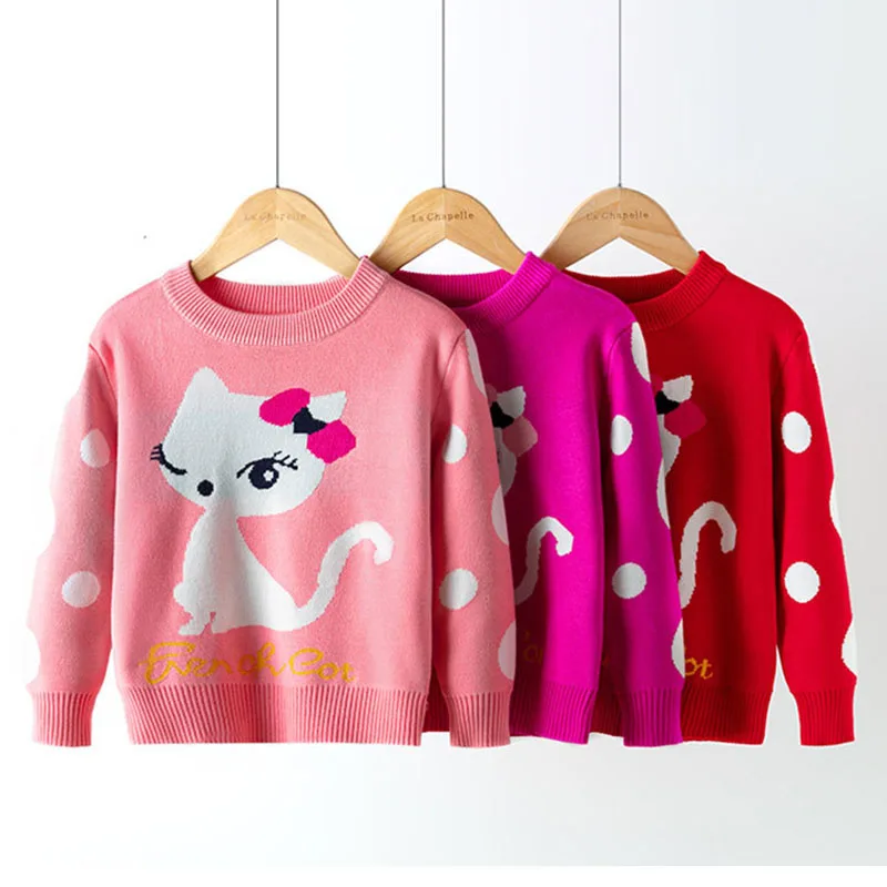 

Cute Kids Boys Girls Long Sleeve Cartoon Cat Sweater Children Clothing Autumn Winter Baby Kids Boys Girls Knit Pullover Sweaters