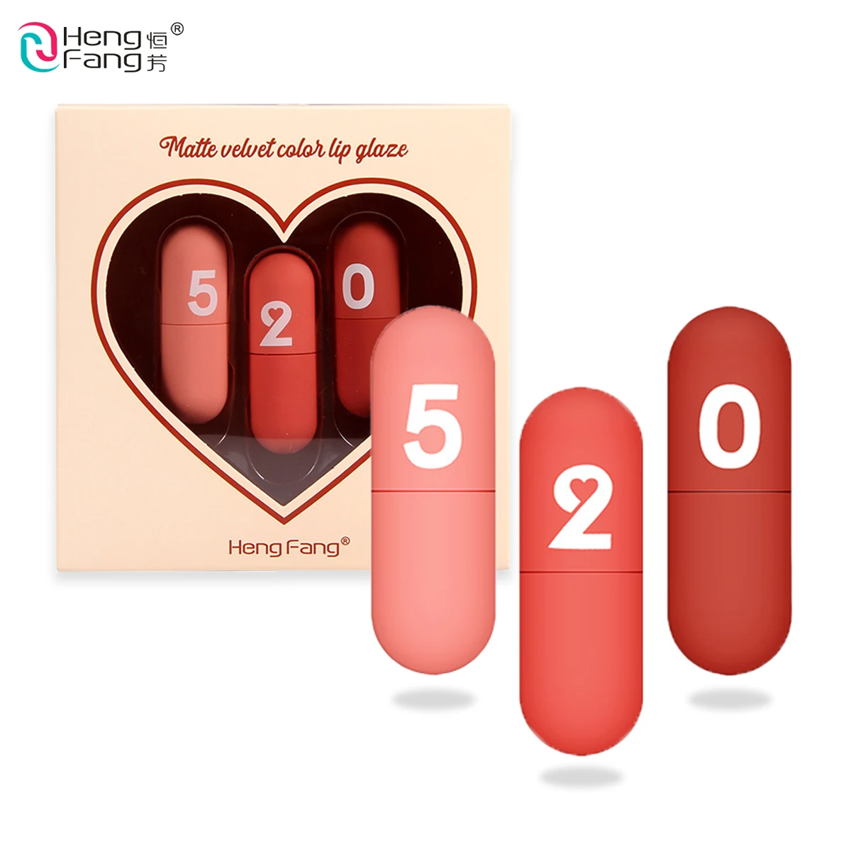 

HengFang 3Pcs Mini Capsule Liquid Listick Velvet Lip Gloss Beauty Makeup Set Cosmetic Gift Box Non-Stick Cup Lasting Love #H7041