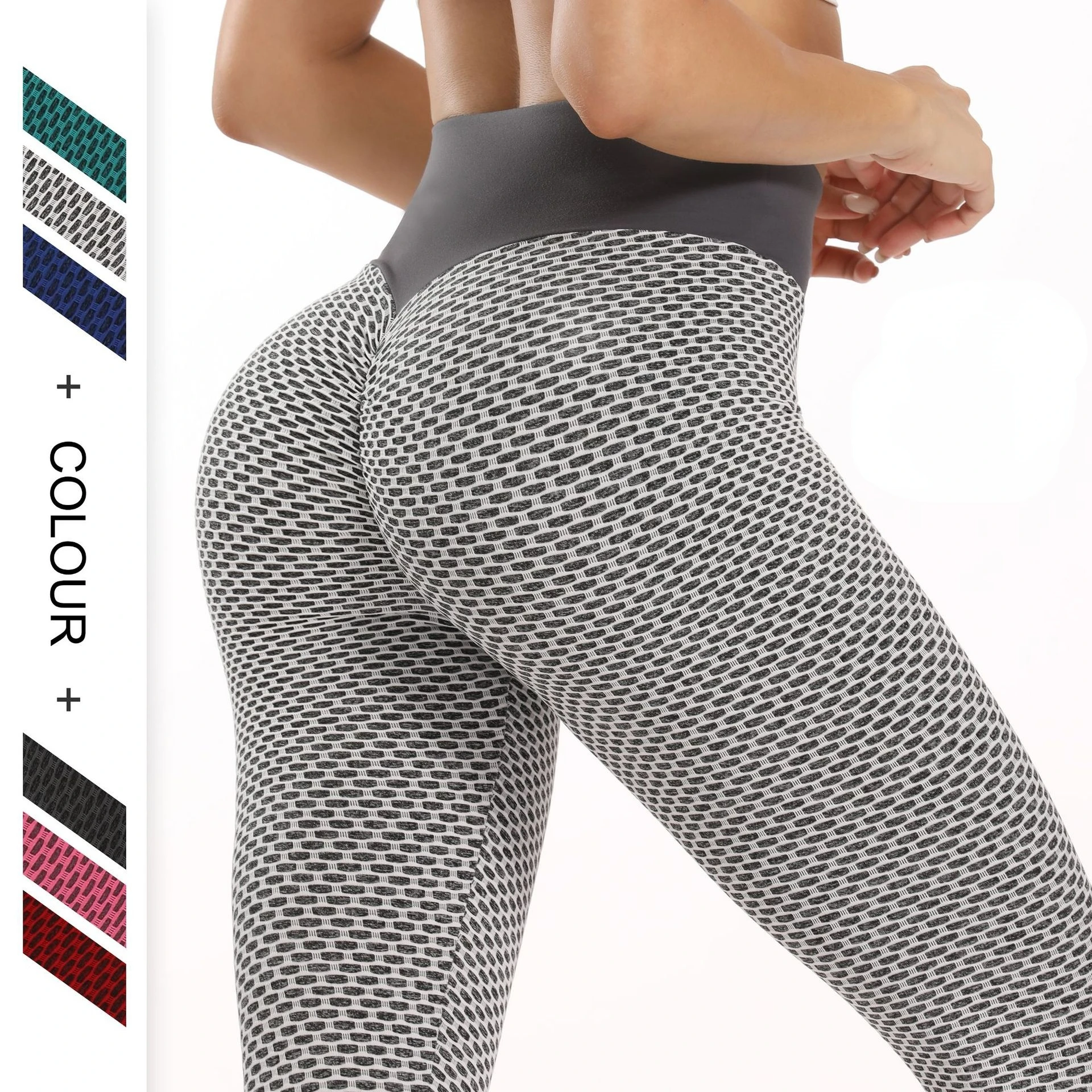 

Leggings Sport Women Fitness Gym Clothing High Waist Hip Lift Honeycomb Jacquard Bubble Designer Tights Yoga Pants