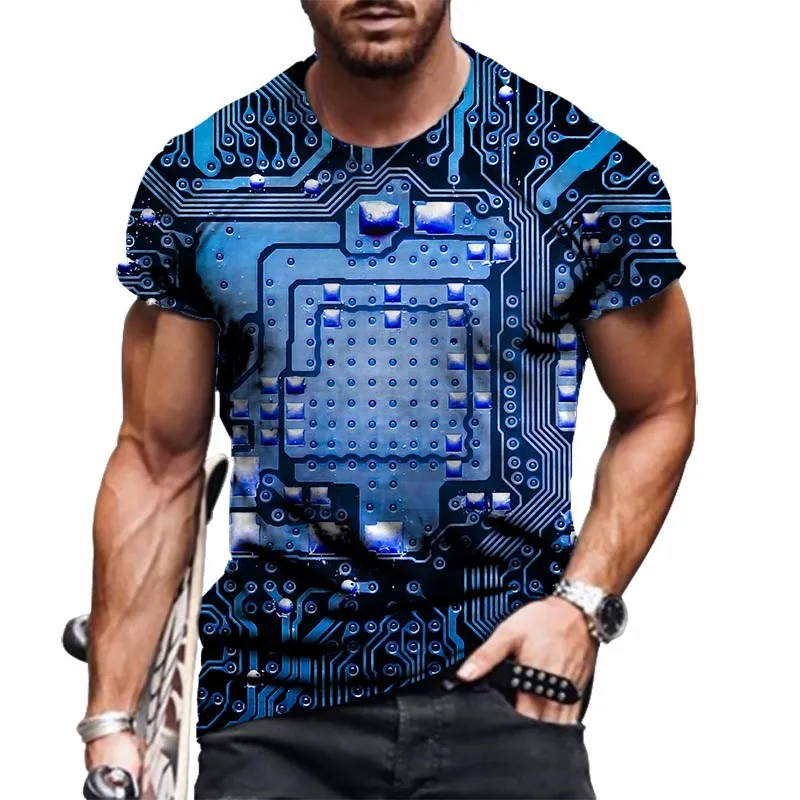 

Electronic Chip Hip Hop T Shirt Men Women 3D Machine Printed Oversized T-shirt Harajuku Stylenew Summer Short Sleeve Tee Tops
