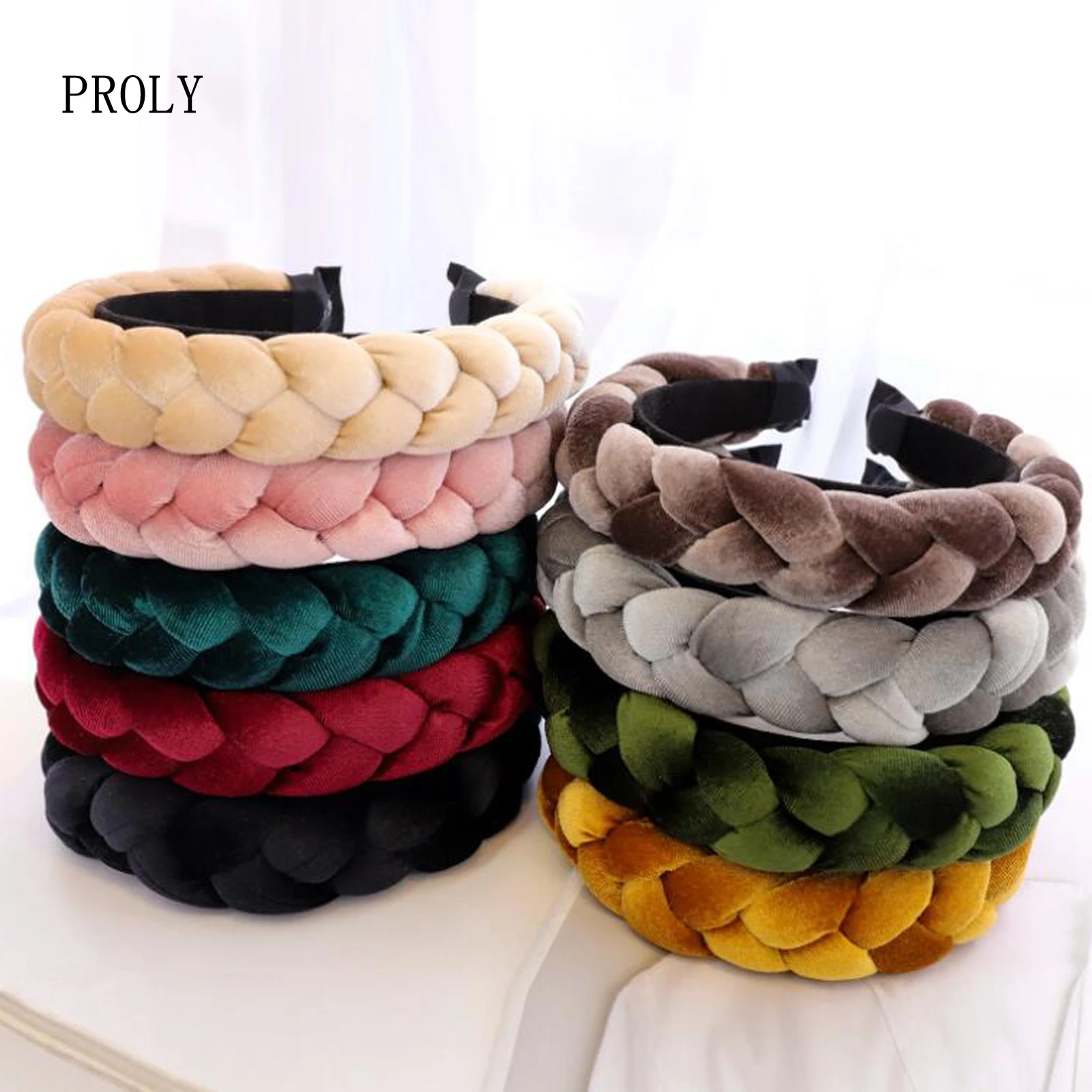 

PROLY New Fashion Warm Flannel Hairband Sponge Filled Headband Winter Braid Headwear Adult Classic Hair Accessories Wholesale