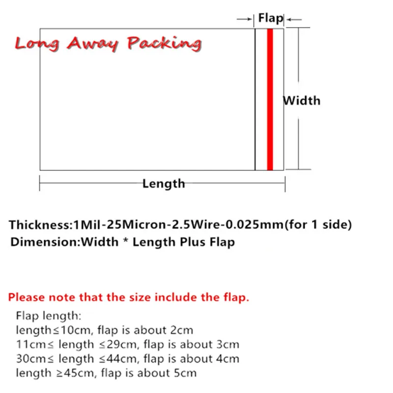 Самоклеящиеся прозрачные пластиковые пакеты для ювелирных изделий ширина 12 см 100