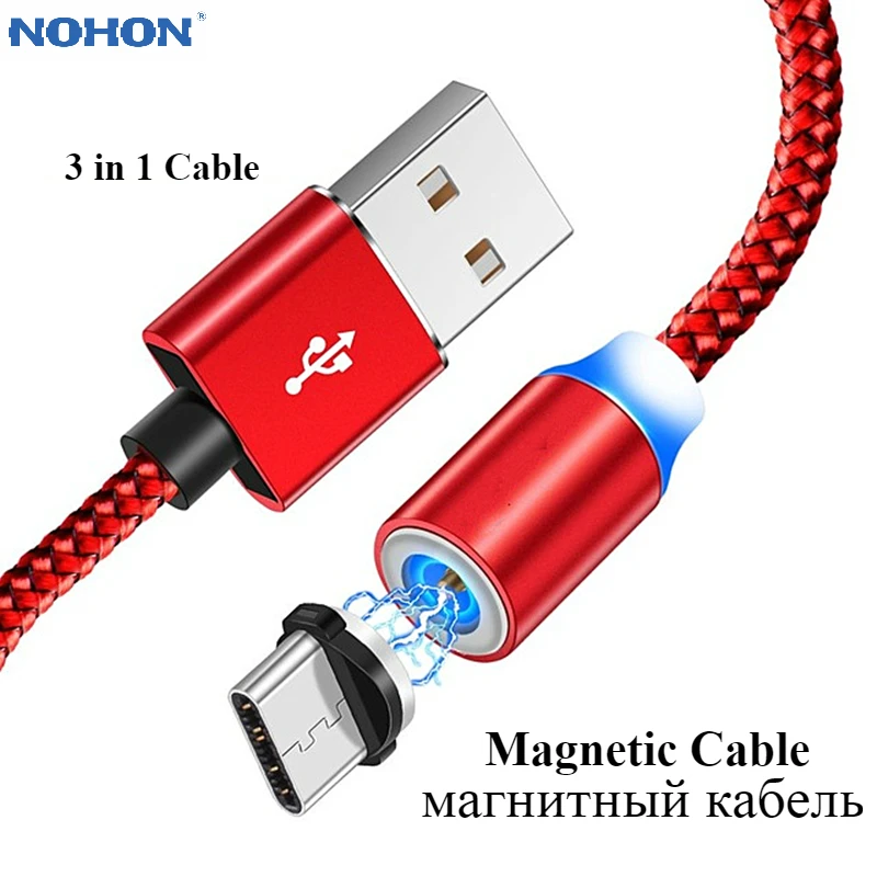 Магнитный кабель NOHON для iPhone 11Pro Max Samsung Xiaomi Micro USB Type C|Кабели мобильных телефонов| |