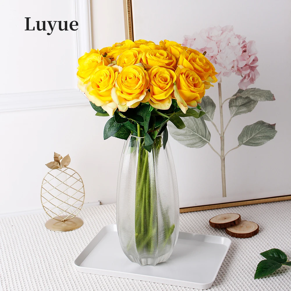 11 шт./лот Свадебный букет из роз Искусственные цветы белые красные цвета