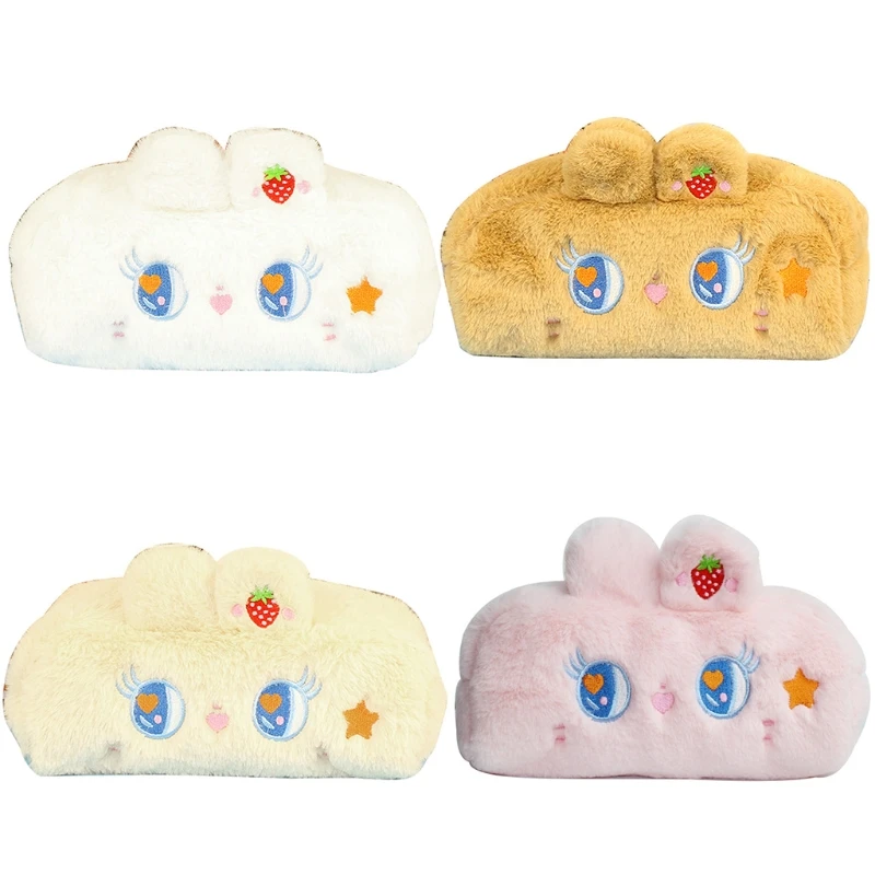 

Портативный мультяшный плюшевый пенал, милый дизайн с большими глазами и ушками кролика, вместительная сумка для хранения, сумка для макияж...