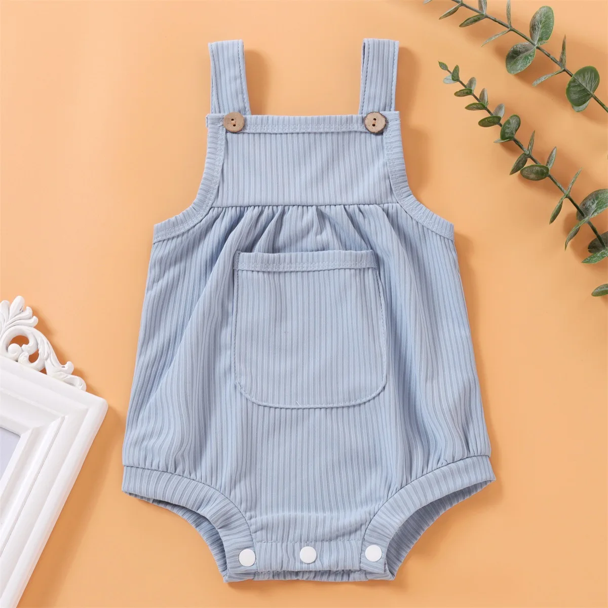

9 Color Newborn Infant Baby Boy Girl Bodysuit Summer Button Jumpsuit Striped Casual Sleeveless Backless Solid Outfits Clothes