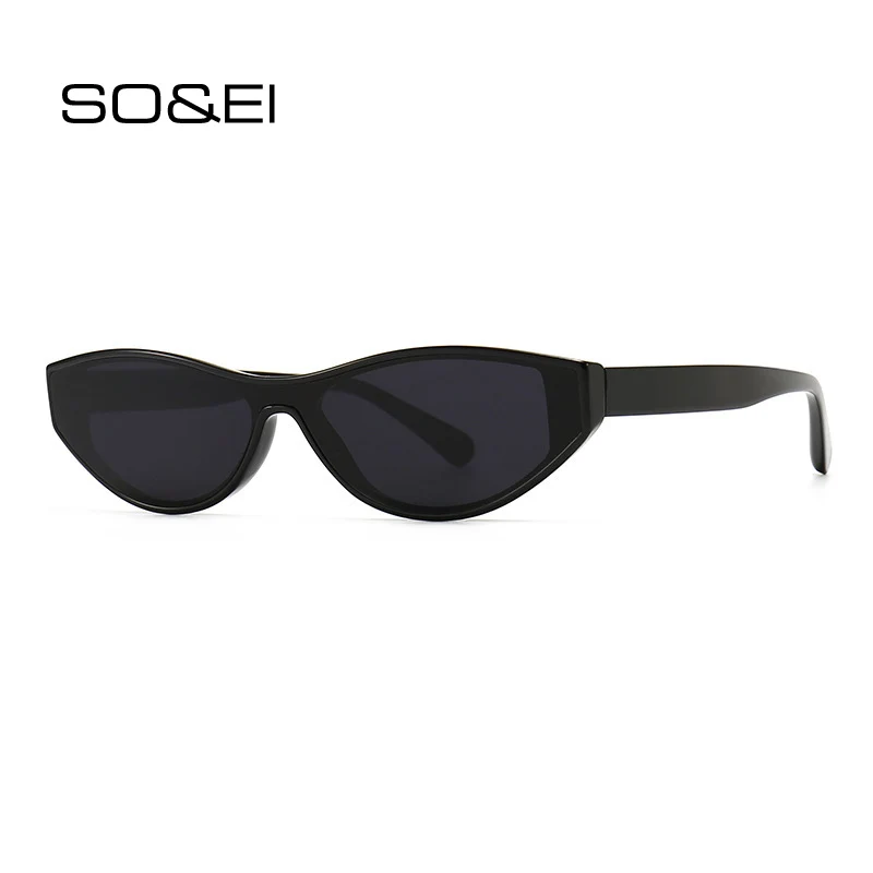 

SO&EI Ins Popular Fashion Small Cat Eye Sunglasses Women Vintage Brand Designer Tea Gray Gradient Sun Glasses Men Trending UV400