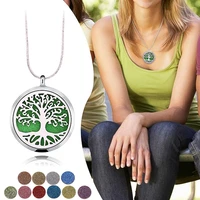 tree of life pendant locket 316l stainless steel aromatherapy essential oil diffuser necklace