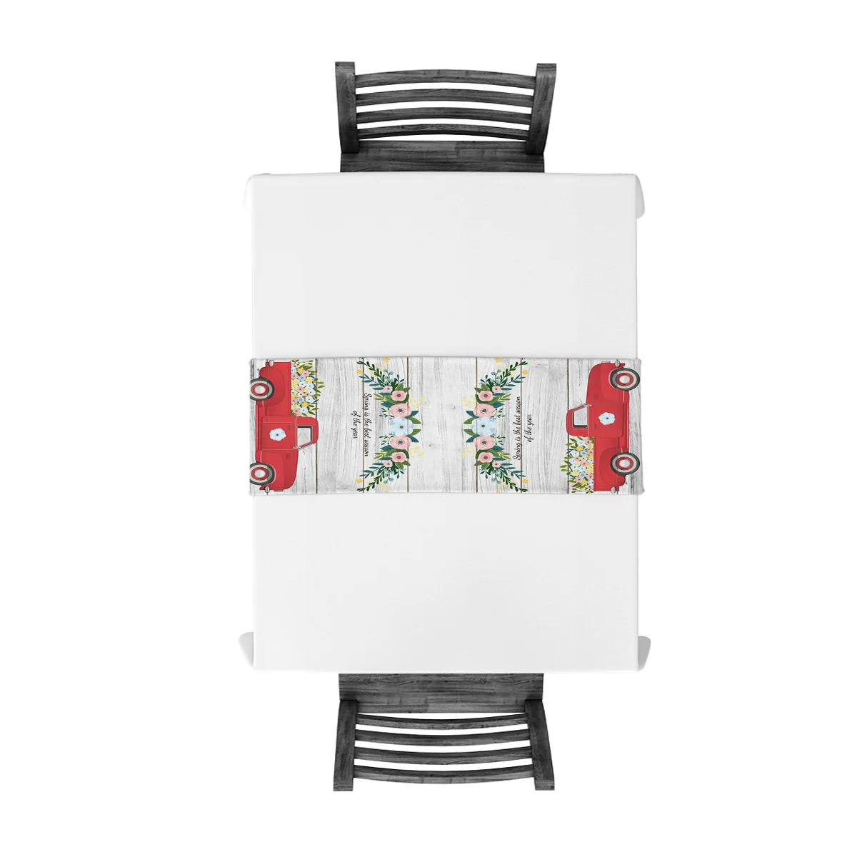 Весенние красные скатерти на колесиках с цветами и деревянным лицевым покрытием