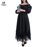 rolecos original retro medieval dress long cotton dress for women evening party black medieval dress classical retro dresses