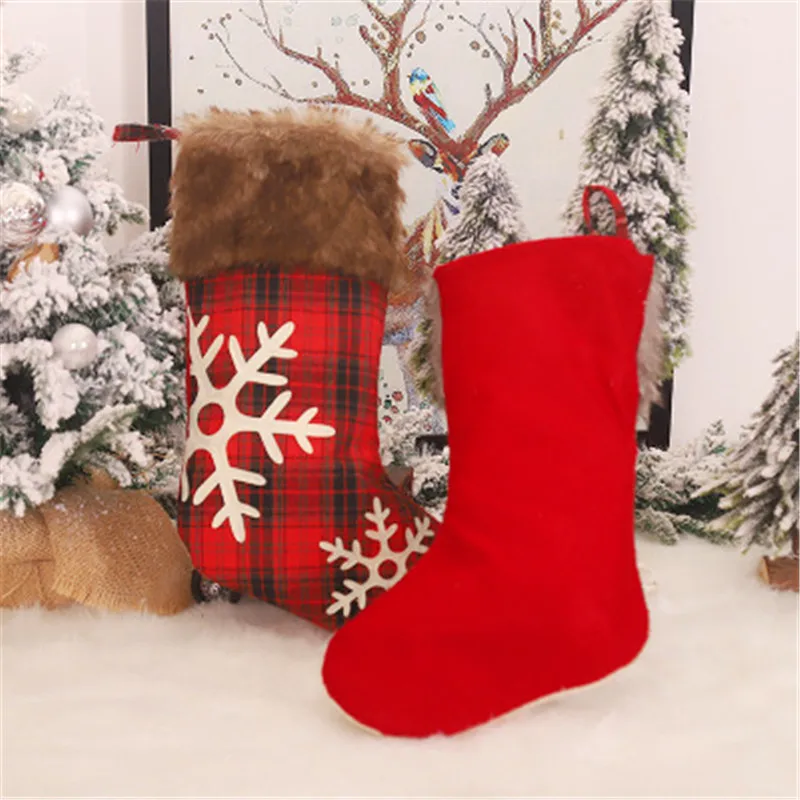 

Christmas Stocking Santa Sacks Candy Apple Gift Bags Christmas Decorations for Home New Year 2021 Socks Decor Navidad Presents