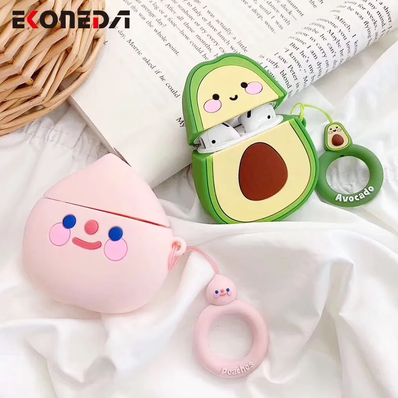 EKONEDA милый фруктовый клубничный персик авокадо чехол для Airpods силиконовый мягкий