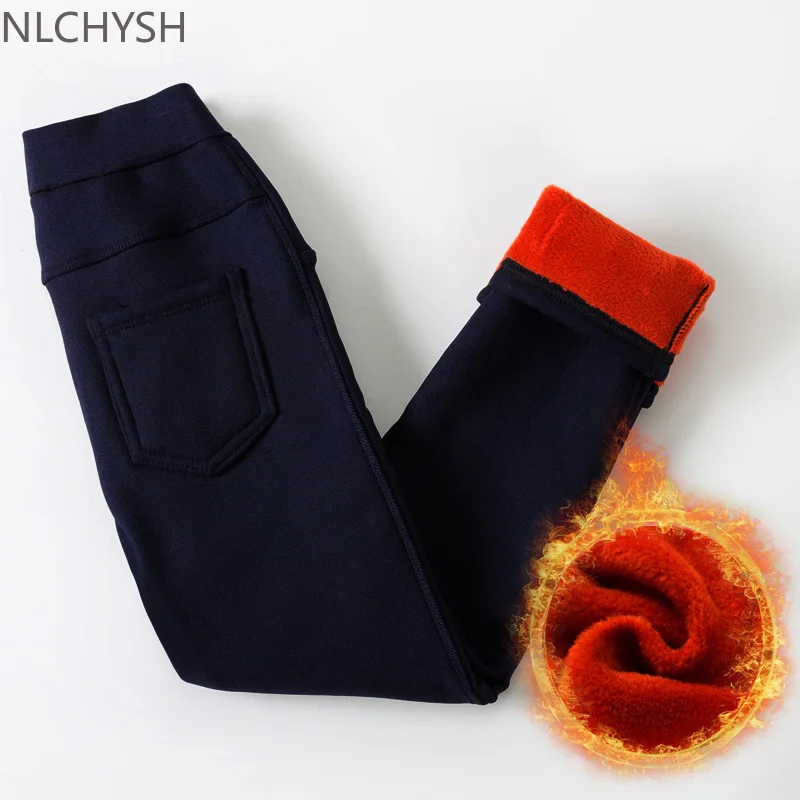 

Winter Leggings Girls 2021 Winter Children Plus Velvet Pants Thicken Warm Long Trousers for Kids Baby Skinny Pencil Pants