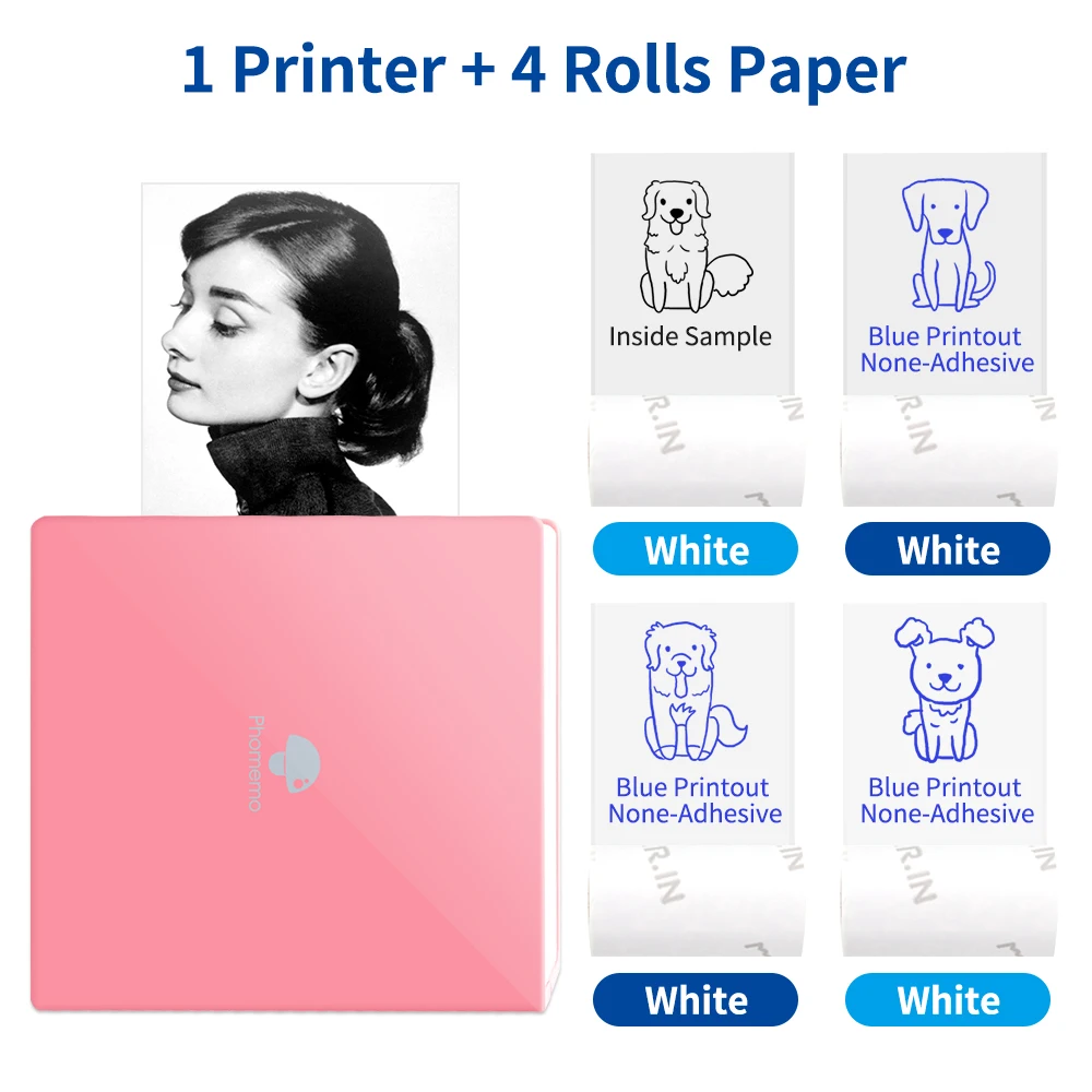 Карманный мини принтер Phomemo M02 портативный для печати этикеток фотопринтер с