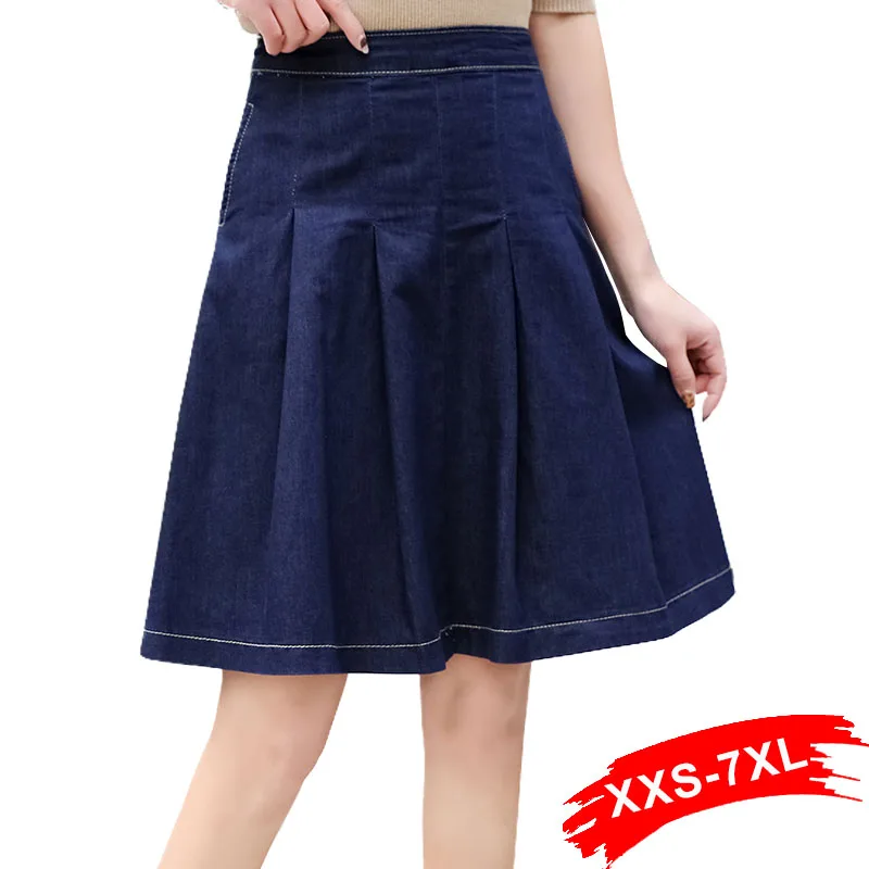 Бальные плиссированные джинсовые юбки размера плюс с высокой талией 4Xl 7Xl Harajuku