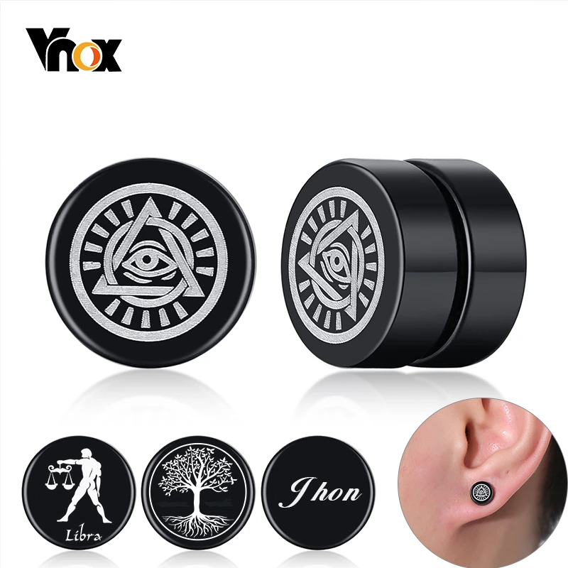 Vnox настраиваемые серьги для мужчин и женщин черный магнит из нержавеющей стали