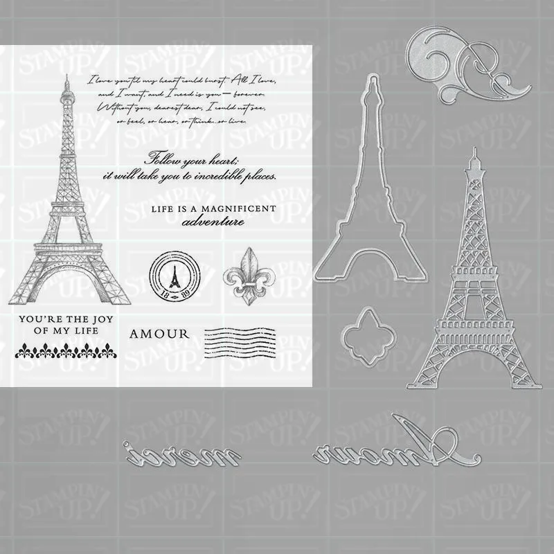 

Eiffel Tower Metal Cutting Dies and Stamps for DIY Scrapbooking Album Paper Cards Decorative Crafts Embossing Die Cuts