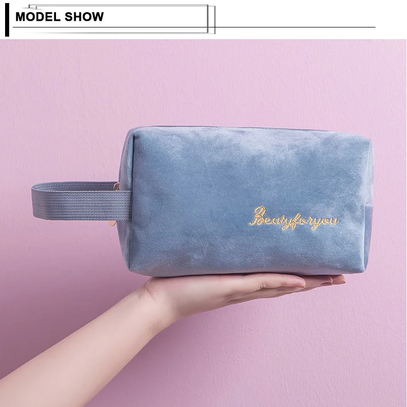 Зимние косметичка мягкий бархат косметички для путешествий на молнии сумка