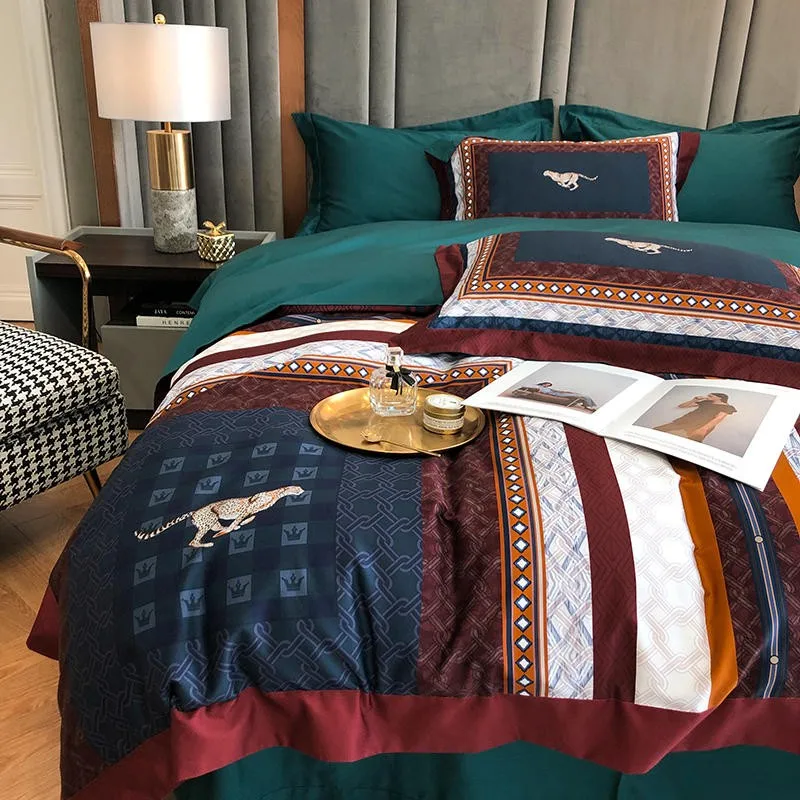 

Digital Clear printed Luxury 1000TC Egyptian Cotton Bedding Set Queen King 4Pcs Duvet Cover Bed Sheet Pillowcases Soft Easy Care