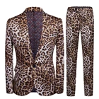 Мужской свадебный костюм, пиджак и брюки, с леопардовым принтом, Повседневный, для весны