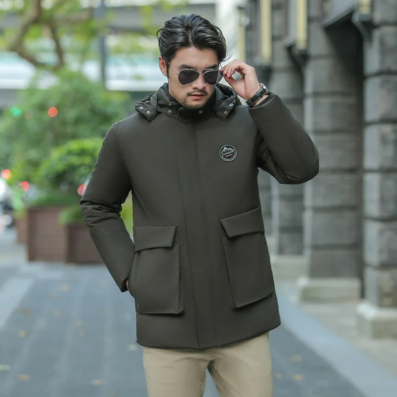 Мужской плотный пуховик с капюшоном деловая Повседневная теплая длинная куртка