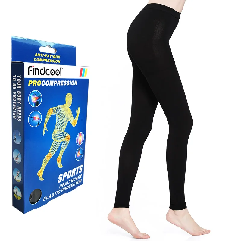Black Ankle-Pants 2L Findcool 23-32mmHg медицинские компрессионные чулки женские колготки с открытым носком для варикозного расширения вен - Цвет: Black Ankle-Pants 2L