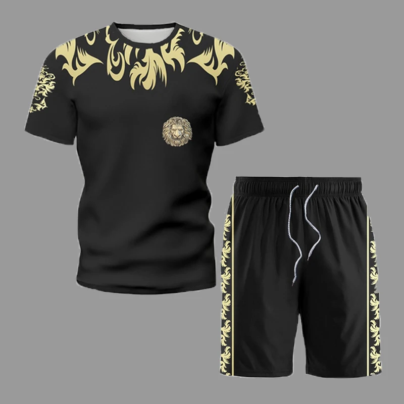 Simplicity Fashion Men Short Sleeve Sets 2022 Summer Tracksuit Suit Casual Sports Outfit T-Shirt With Shorts Two Piece Set Male