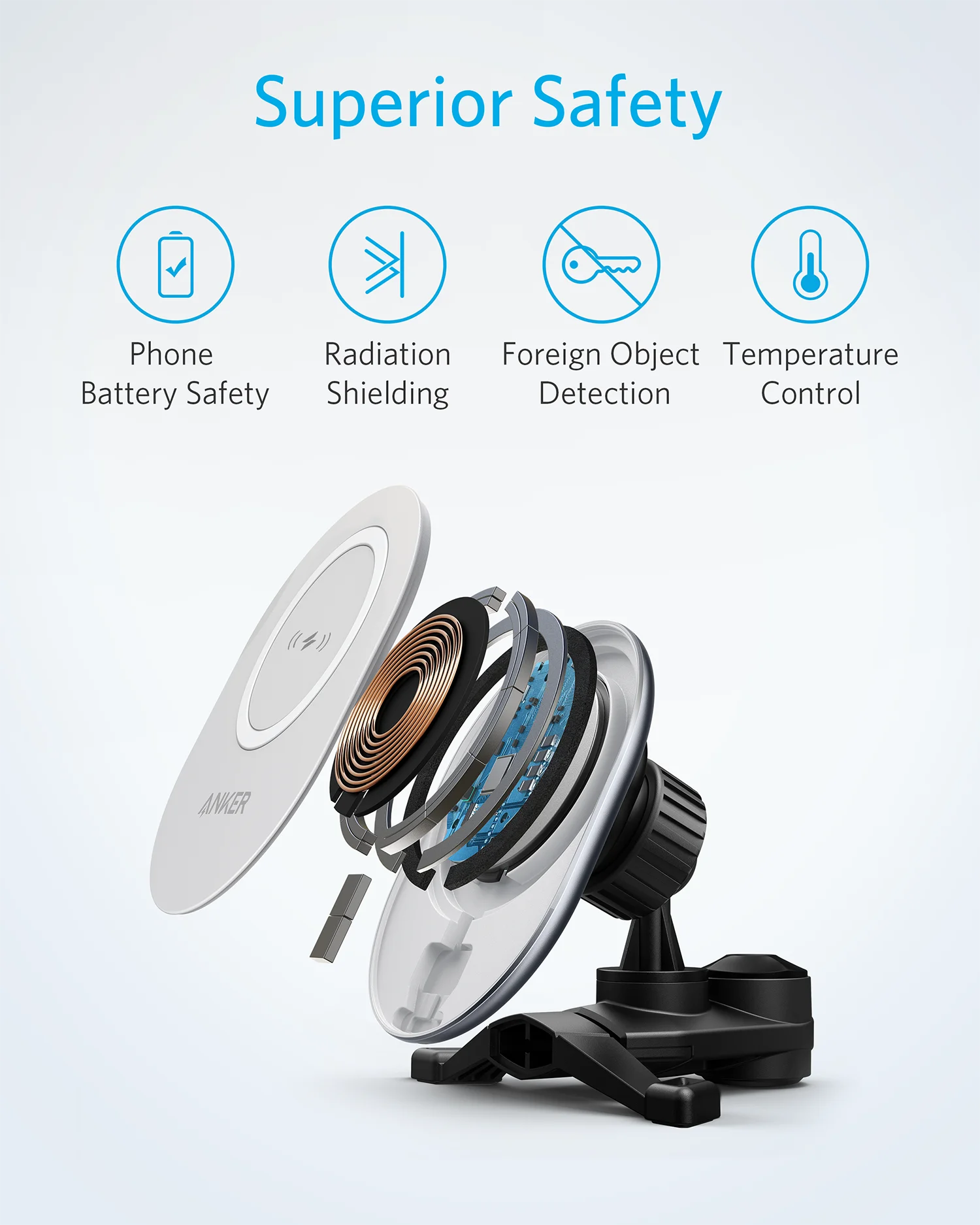 anker car mount charger for iphone 13 powerwave magnetic car charging mount with 4 ft usb c cable 7 5w for iphone 12 series free global shipping