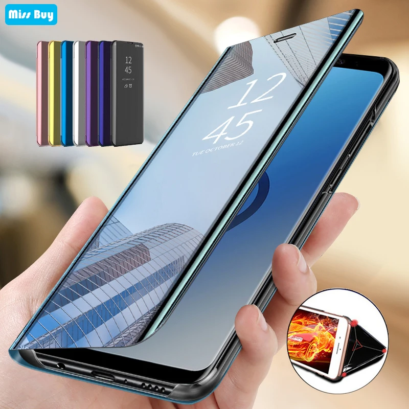 

Luxury Mirror Smart Flip Case For Xiaomi Redmi K30 Pro K20 Note 9 Pro 8 10 8T 10X 5G S2 5 Plus Protective Book Stand Phone Shell