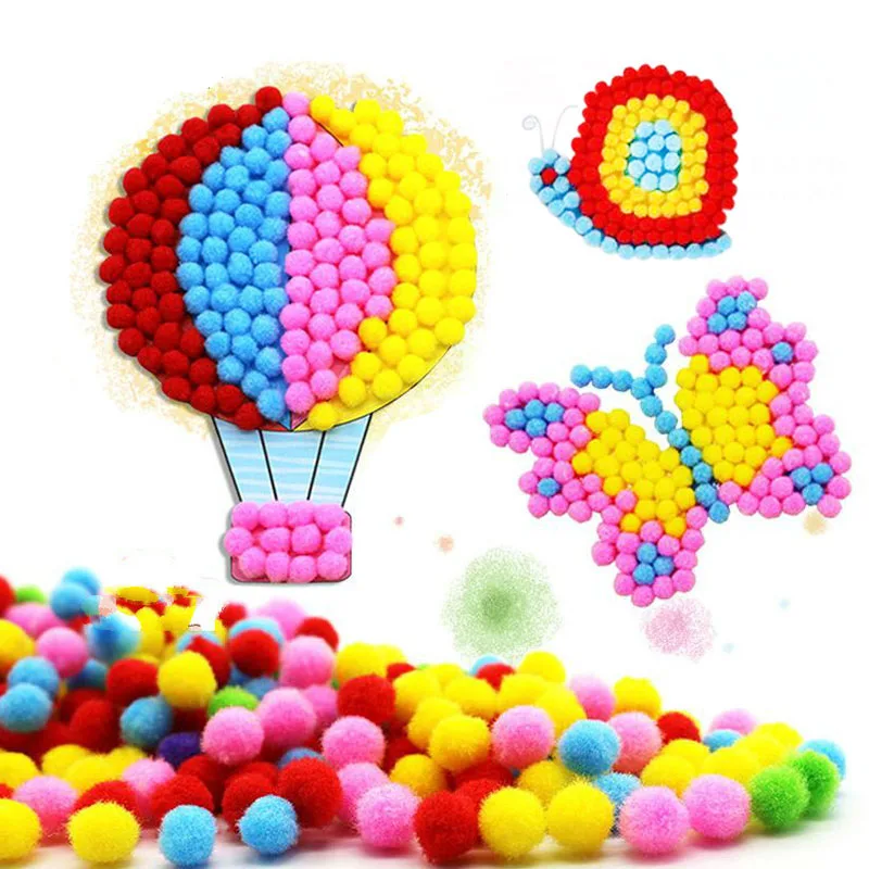 3 шт. детские наклейки с помпонами сделай сам для рисования набор материалов