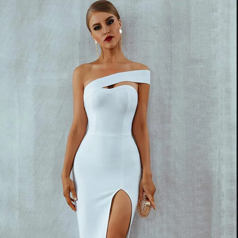 Белое Облегающее Бандажное платье для женщин Vestidos 2019 летнее сексуальное