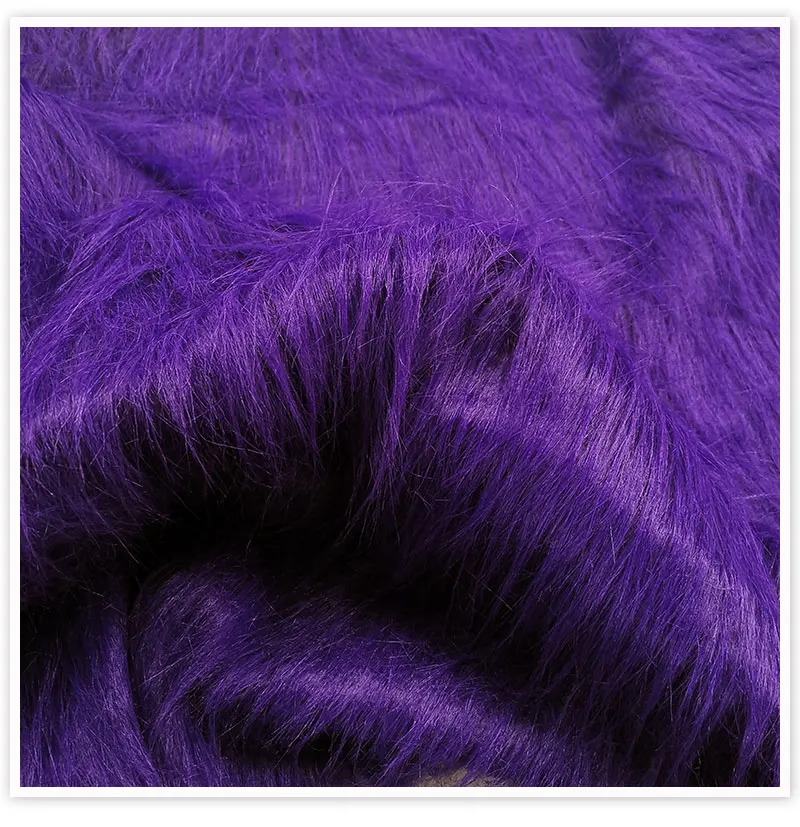 Luxury purple 9cm plush faux fur fabric for winter coat vest stage cosplay decor long fur fabric tissue DIY 150*50cm 1pc SP5419