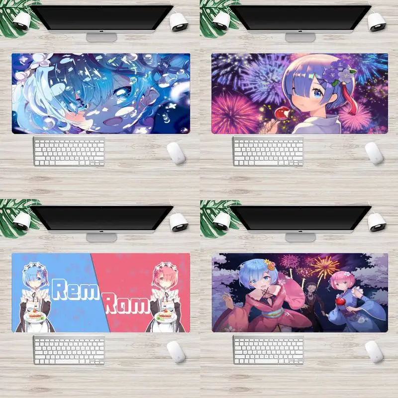 

Rem Re Zero Locking Edge Mouse Pad Animation Mousemat XL Large Gamer Soft Keyboard PC Desk Mat Takuo Computer Tablet Mousepads