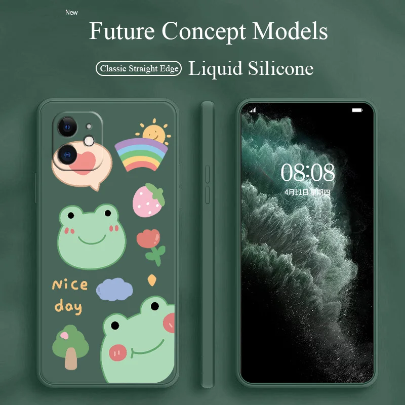 

Big Head Frog Phone Case For iPhone 12 13 Pro Max Mini 11 Pro Max X XR XS MAX SE2020 8 8Plus 7 7Plus 6 6S Plus Silicone Cover