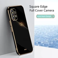love heart square plating phone case for samsung galaxy a52 a32 a72 a22 a52s a33 a53 a73 4g 5g s22 s21 s20 fe plus ultra cover
