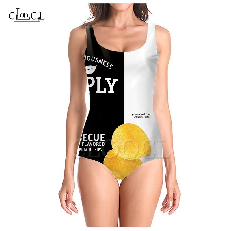 Летний Цельный купальник CLOOCL с изображением вкусных картофельных чипсов 3D