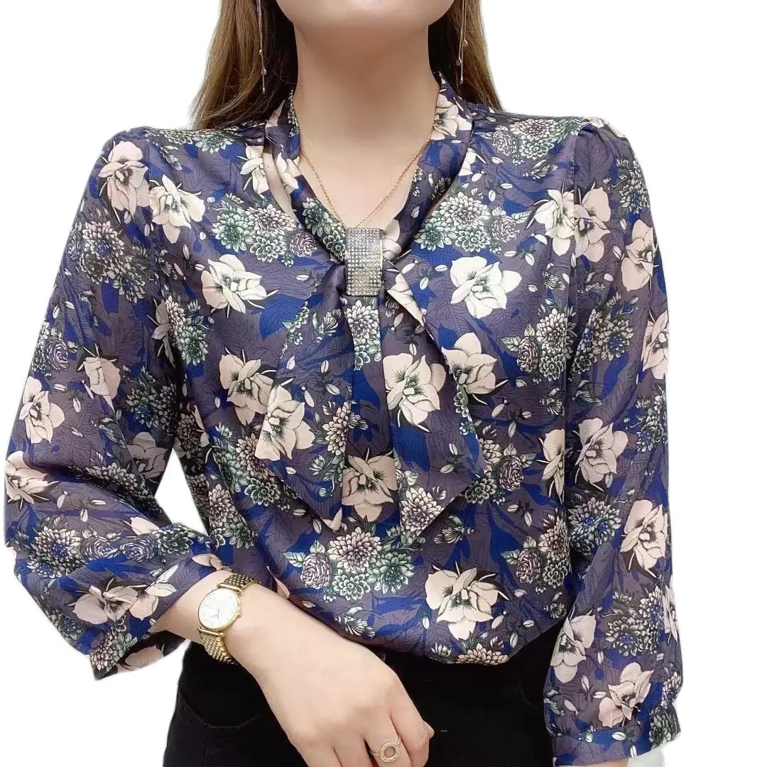 

Женская блузка с воротником-бантом и принтом, Повседневная Блузка с коротким рукавом, стильные рубашки для весны и лета