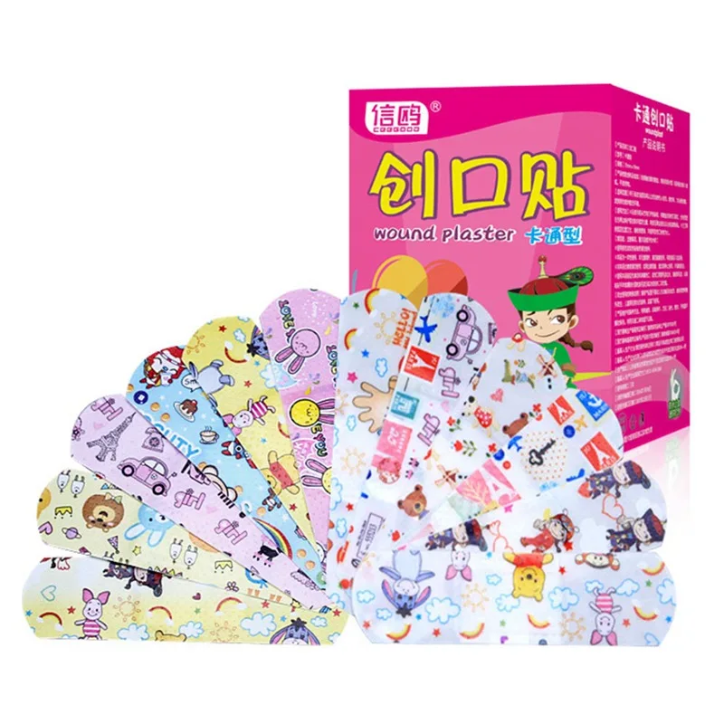 100Pcs Cartoon Bandages Waterproof Adhesive Bandages Wound Plaster First Aid Hemostasis Band Aid Sterile Stickers For Children