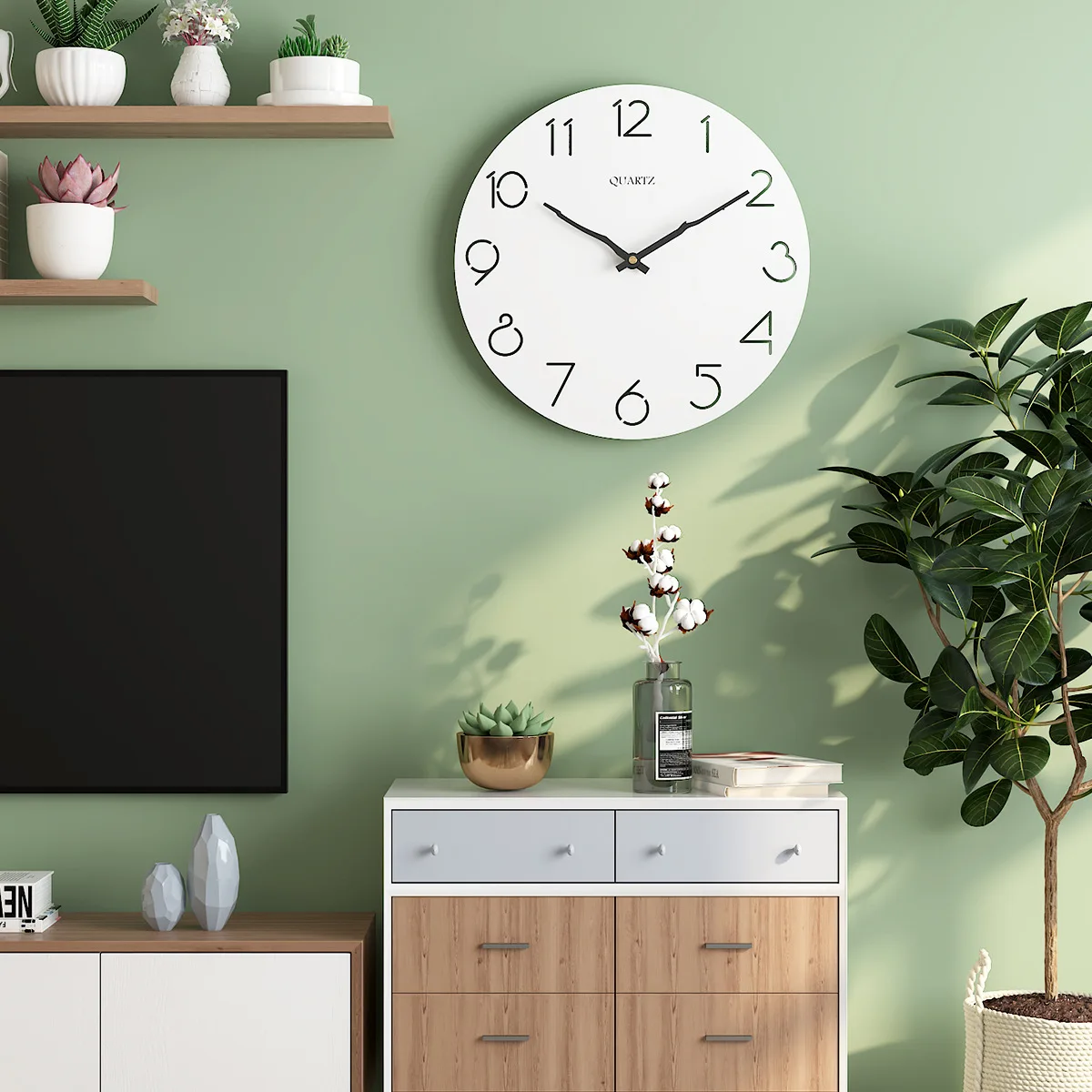 Wooden wall clock modern creative round 30cm simple silent fashion clocks home decor | Дом и сад