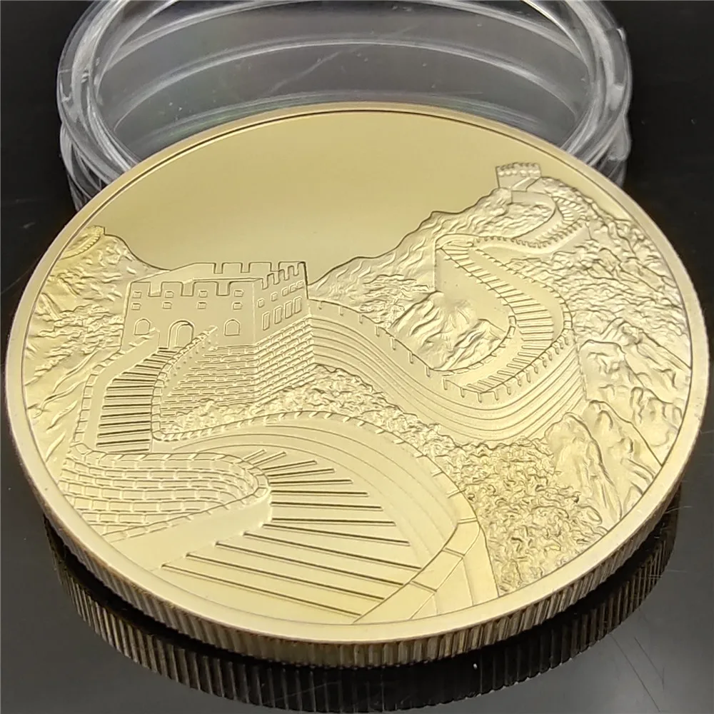 Очень красивая памятная монета семи чудес мира китайская Великая стена Золотая