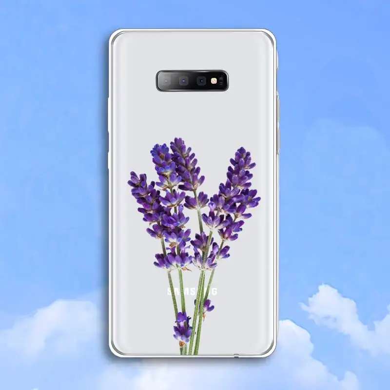

Simple lavender Purple flowers pattern Phone Case Transparent For Samsung Galaxy A 71 21s S note 8 9 10 plus 20 ultra