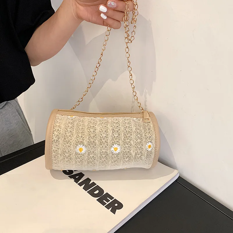 

Style Straw 2021 Women Summer Rattan Bag Handmade Woven Beach Circle Bohemia Shoulder Bag New Purses and Handbags