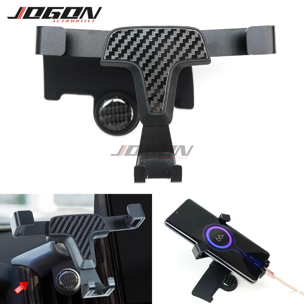 

Car Mobile Phone Holder Dashboard Air Vent Outlet Stand Clip Mount Trim For Toyota Land Cruiser Prado FJ120 FJ150 2014-2019