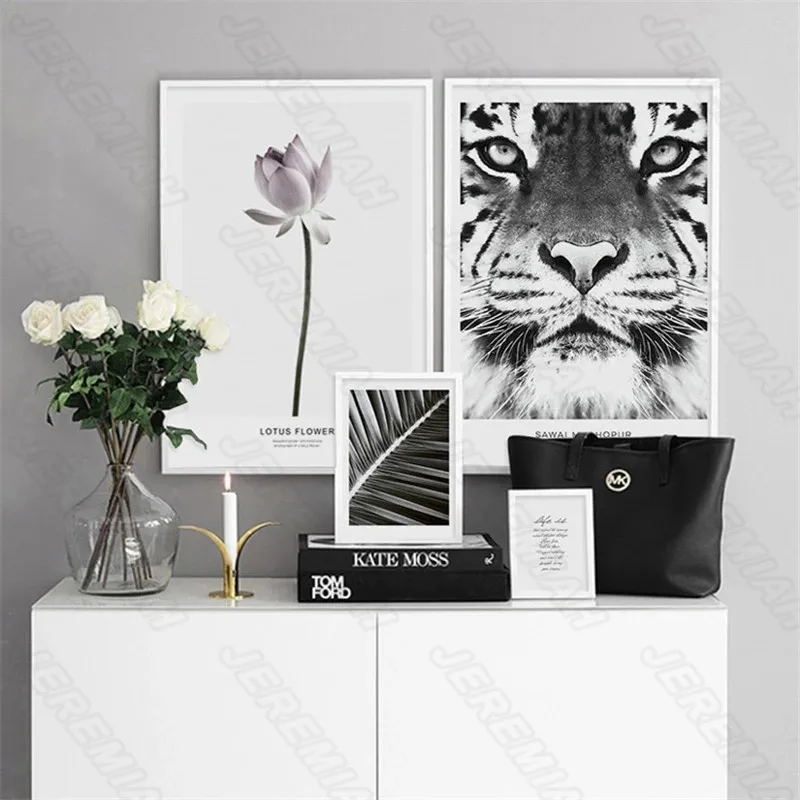 

Beautiful Ocean Wave Tiger Combination Poster Nordic Style Wall Canvas Canvas Print Painting Modern Living Room Decoration