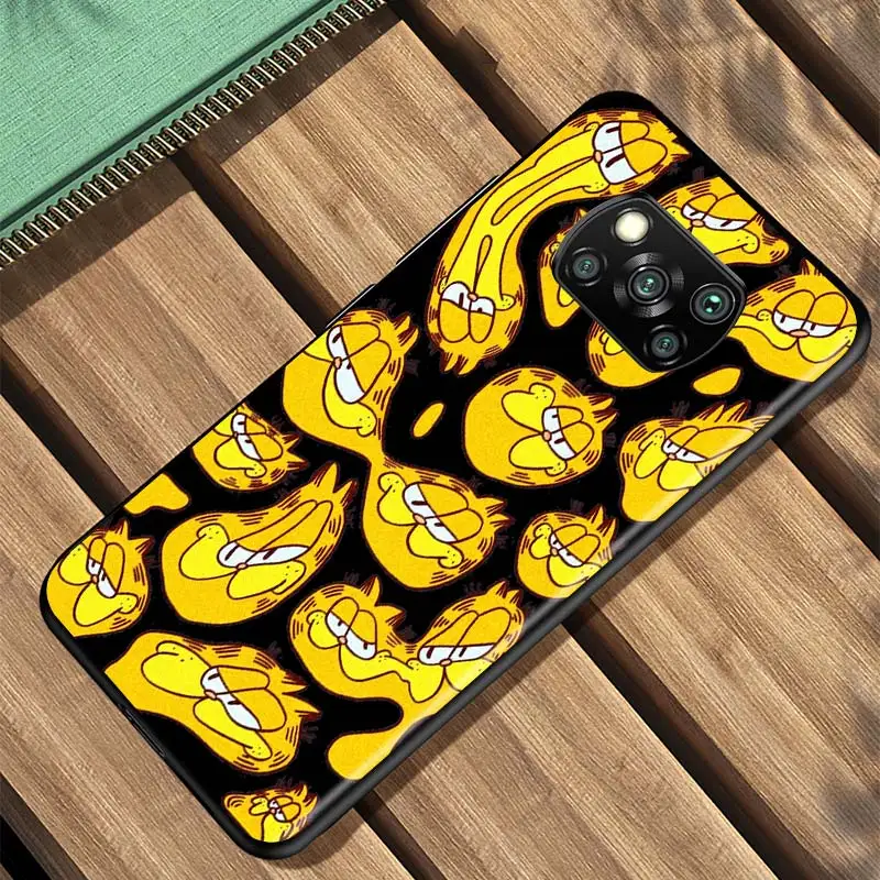 

Garfield Cat For Xiaomi Redmi K30 K30S Mi 10T Lite Pro Poco X3 NFC X2 M3 M2 F2 Pro C3 F1 Soft Black Phone Case