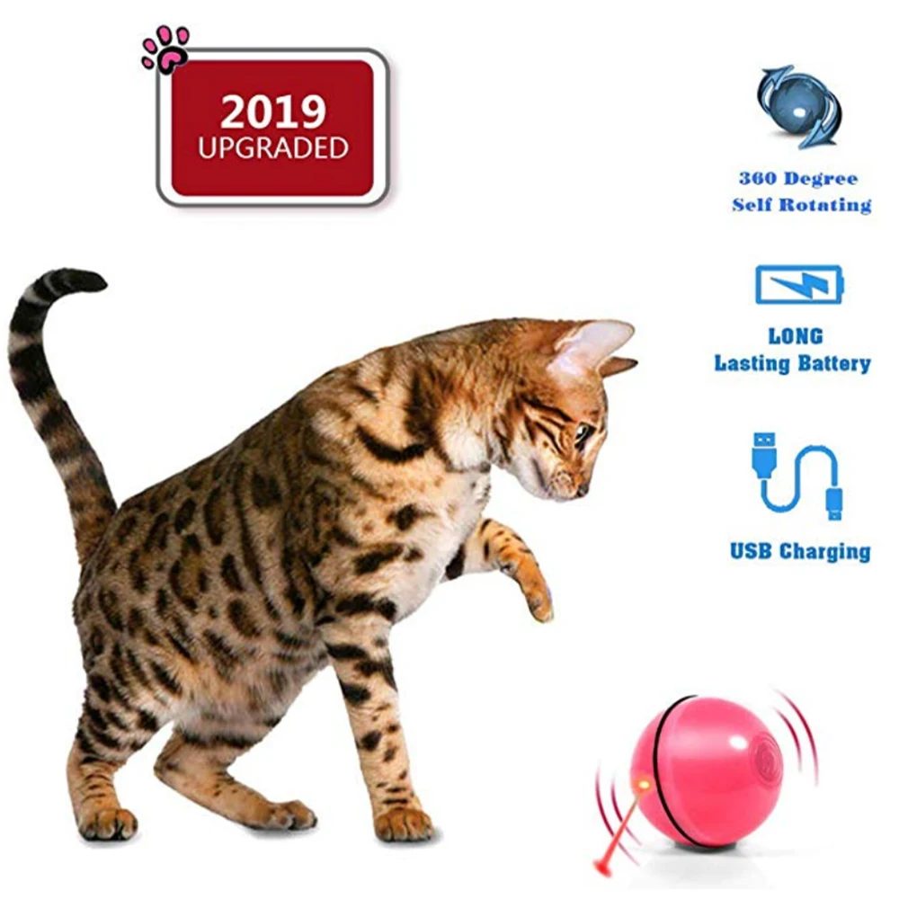 

Intelligent Cat Toy Smart Interactive Ball Infrared Sensor Funny Cats Supplies Automatic Scratcher Toys For Pet Kitten With LED