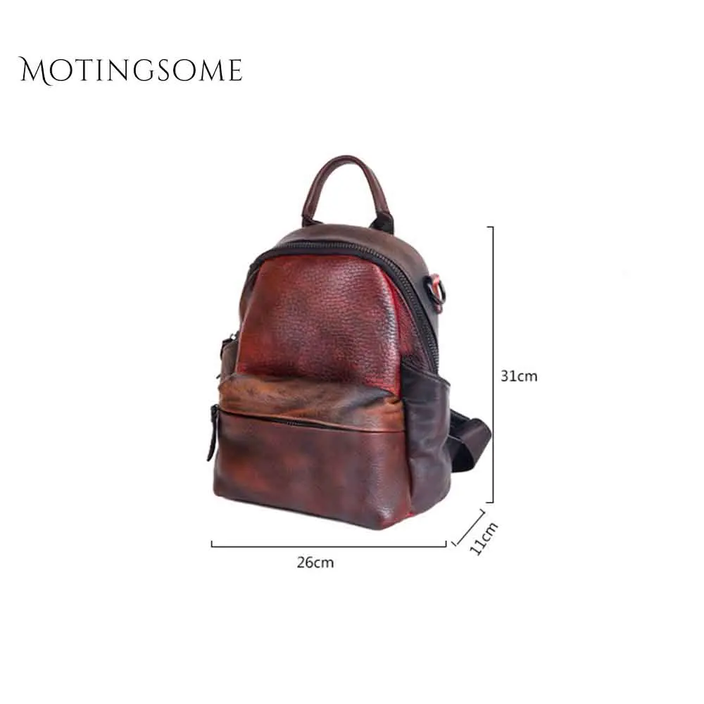 Женский рюкзак из натуральной воловьей кожи Ретро стиль пэчворк ручная работа