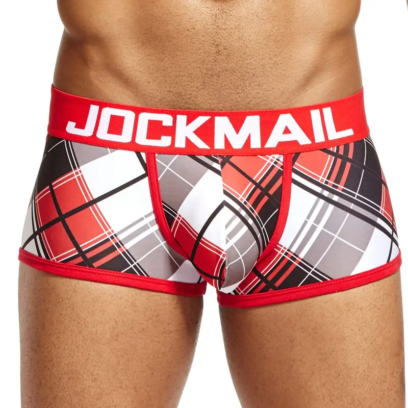 JM420-Red JOCKMAIL, сексуальное мужское нижнее белье, боксеры, игривый принт, гей нижнее белье, calzoncillos hombre, мужские трусы, Cueca, боксеры, мужские трусы - Цвет: JM420-Red